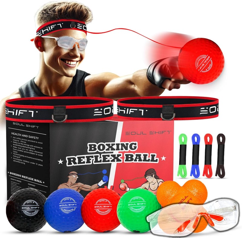 Soul Shift - Boxing Reflex Ball – Dual Competition Set | 2 Adjustable Headbands + 2 Training Balls + App Included | Speed, Agility & Hand-Eye Coordination for Adults & Kids | MMA Training Equipment - Image 1
